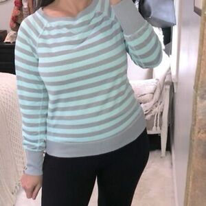Xersion Striped Gray and Light Blue Sweater